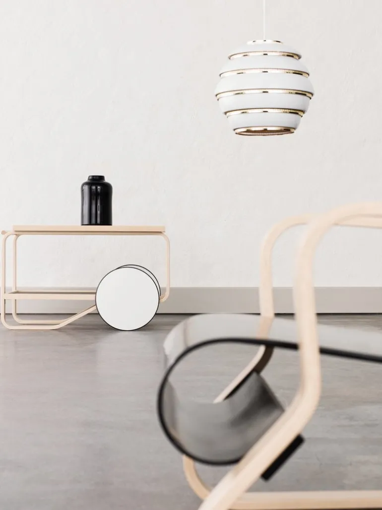 Artek Aalto pendant A331 "Beehive", white - brass