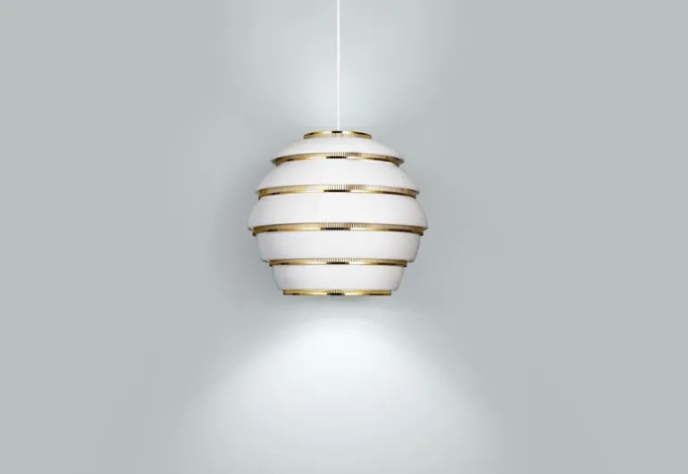 Artek Aalto pendant A331 "Beehive", white - brass