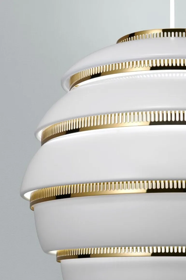 Artek Aalto pendant A331 "Beehive", white - brass