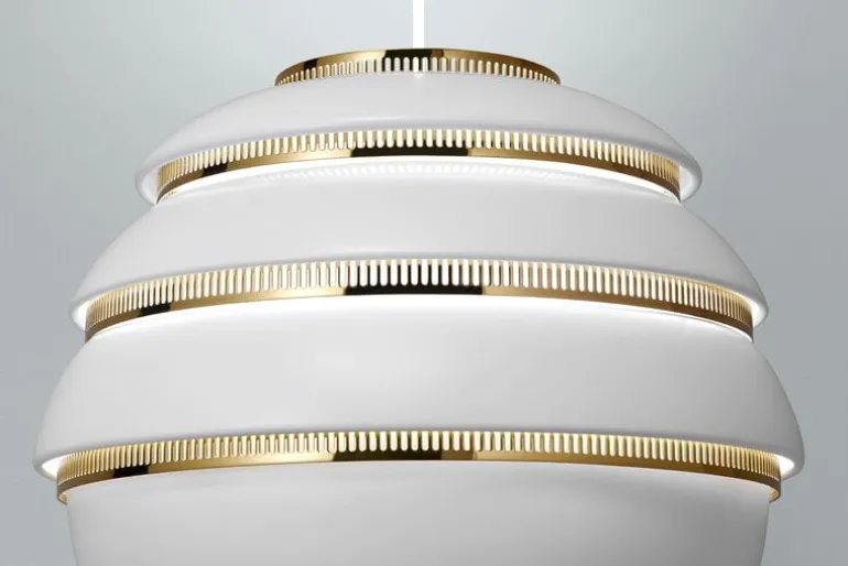 Artek Aalto pendant A331 "Beehive", white - brass