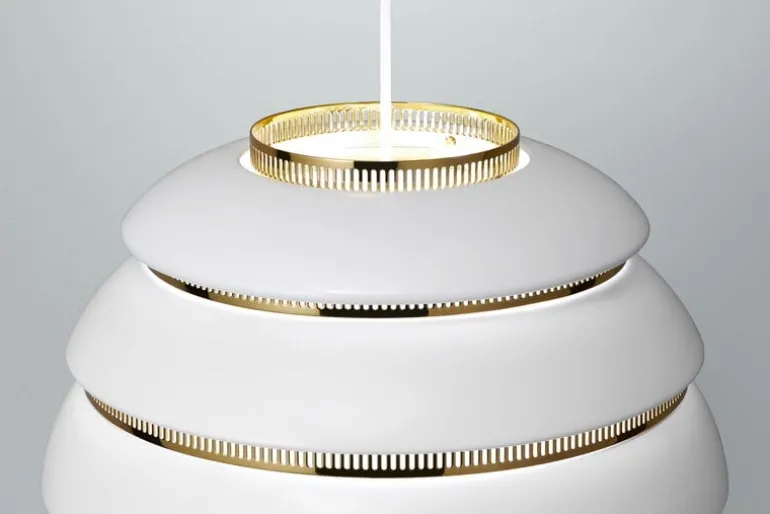 Artek Aalto pendant A331 "Beehive", white - brass