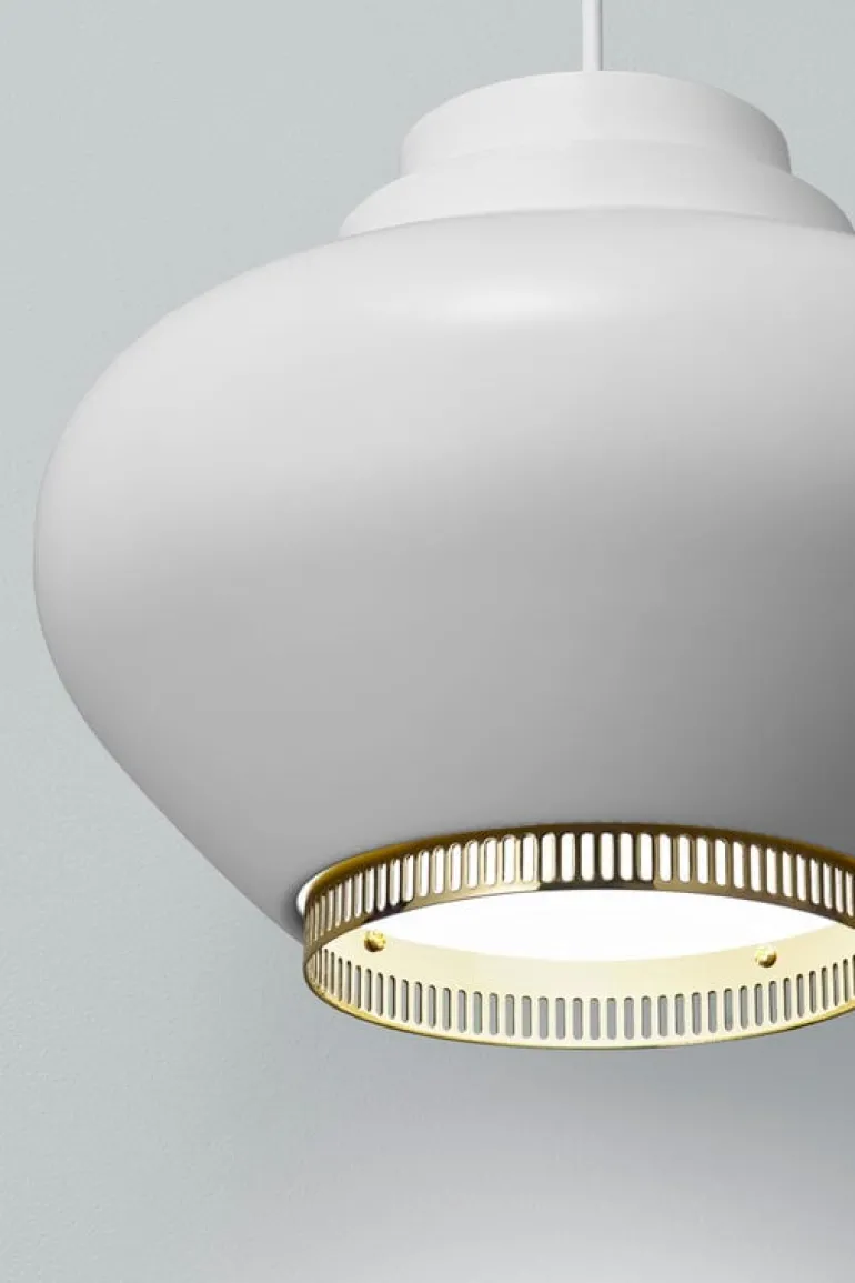 Artek Aalto pendant lamp A333 "Turnip", white - brass
