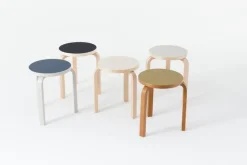 Artek Aalto stool 60, black linoleum - birch