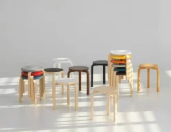Artek Aalto stool 60, blue - birch