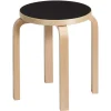 Artek Aalto stool E60, black linoleum - birch