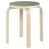 Artek Aalto stool E60, olive linoleum - birch