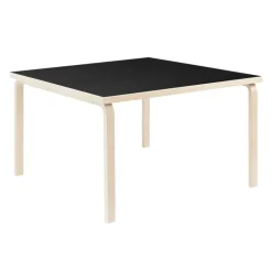 Artek Aalto table 84, 120 x 120 cm, birch - black linoleum