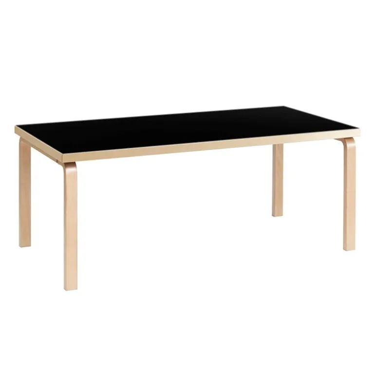 Artek Aalto table 83, birch - black linoleum