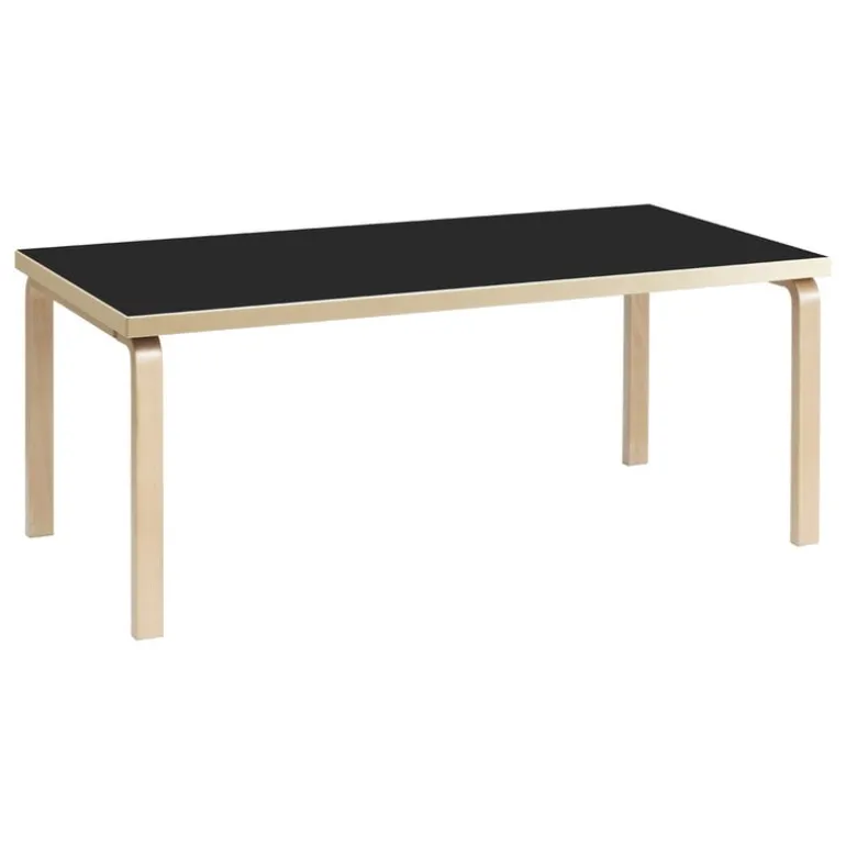 Artek Aalto table 83, birch - black linoleum