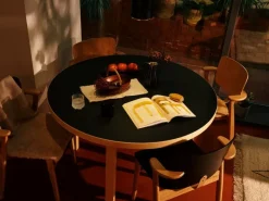 Artek Aalto table 91, birch - black linoleum