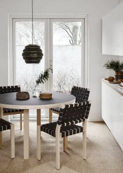 Artek Aalto table 91, birch - black linoleum