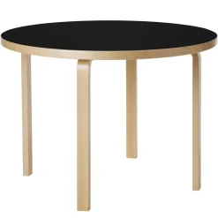 Artek Aalto table 90A, birch - black linoleum