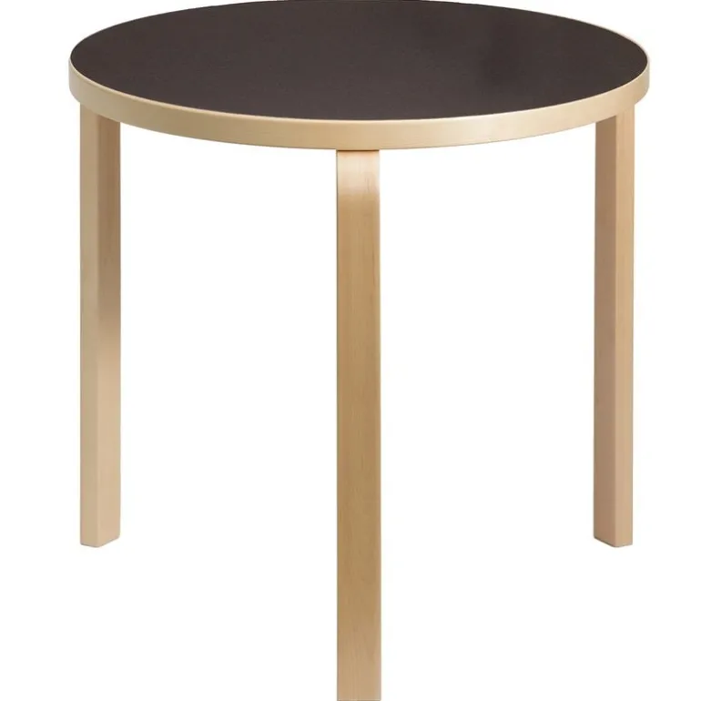 Artek Aalto table 90B, birch - black linoleum