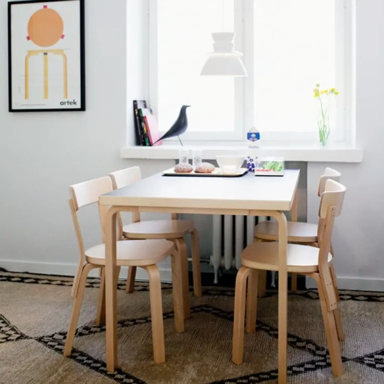 Artek Aalto table 81B, birch - black linoleum