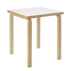 Artek Aalto table 80C, 60 x 60 cm, birch - white laminate
