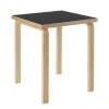 Artek Aalto table 80C, 60 x 60 cm, birch - black linoleum