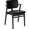 Artek Domus chair, black stained birch - black leather