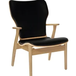 Artek Domus lounge chair, lacquered birch - black leather