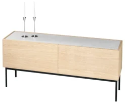 Asplund Luc cabinet 160 with drawers, marble top, white oak - char grey