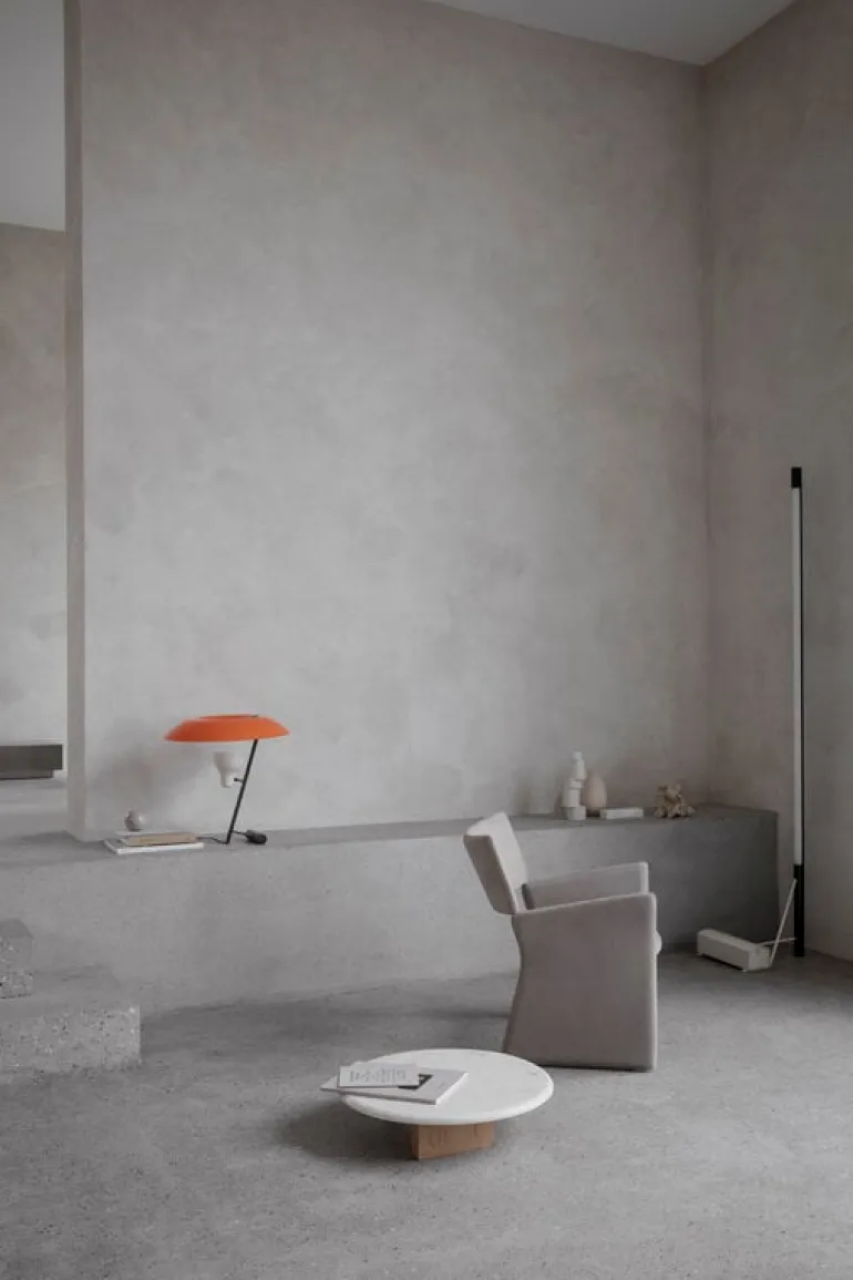 Astep Model 548 table lamp, dark burnished brass - orange