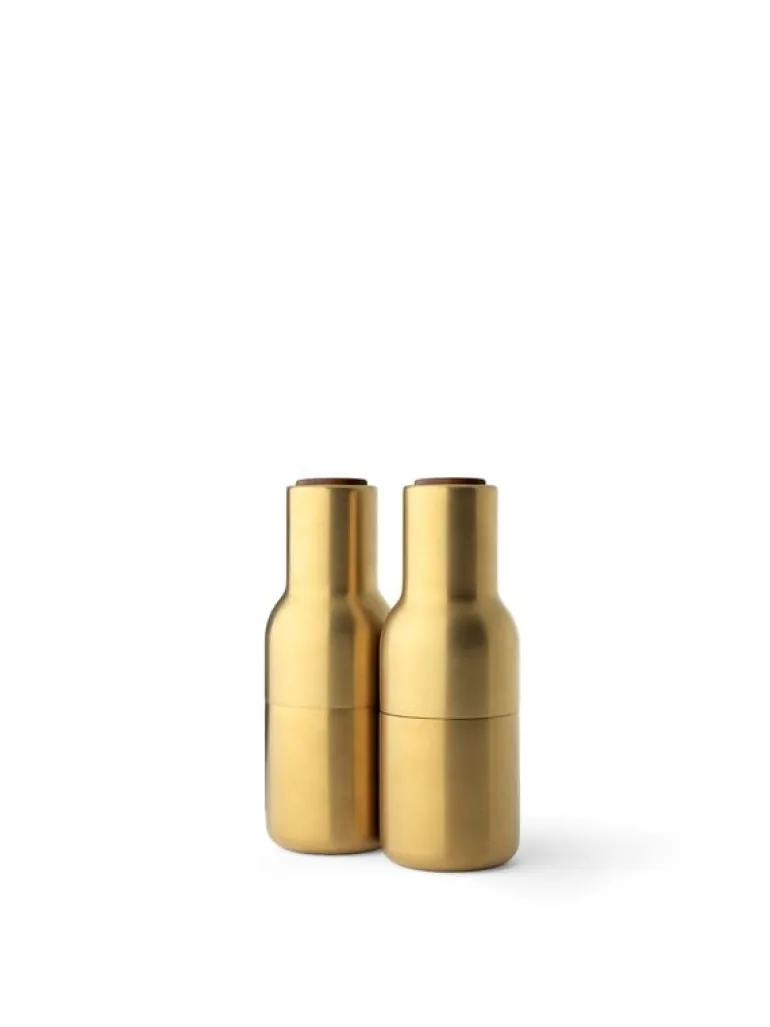 Audo Copenhagen Bottle Grinder, 2 pcs, brushed brass - walnut