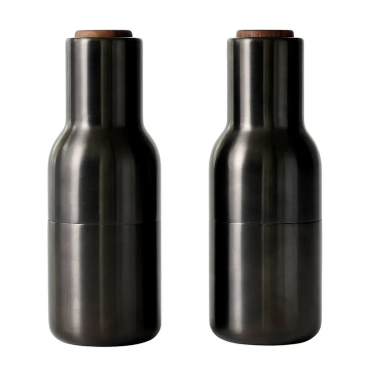 Audo Copenhagen Bottle Grinder, 2 pcs, bronzed brass - walnut