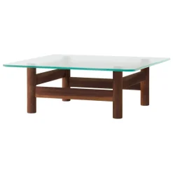 Audo Copenhagen Brasilia lounge table, walnut - clear glass