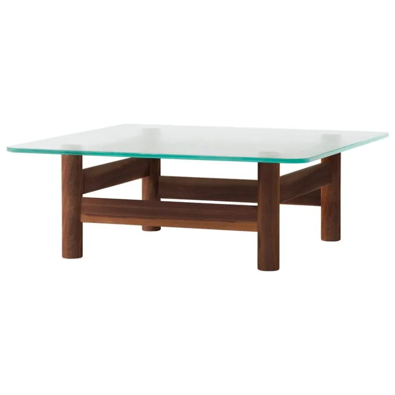 Audo Copenhagen Brasilia lounge table, walnut - clear glass