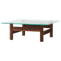 Audo Copenhagen Brasilia lounge table, walnut - clear glass