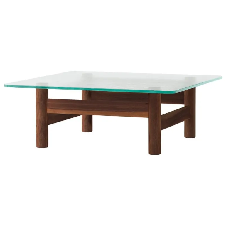 Audo Copenhagen Brasilia lounge table, walnut - clear glass