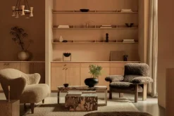 Audo Copenhagen Brasilia lounge chair, dark stained oak - Root sheepskin