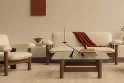 Audo Copenhagen Brasilia lounge chair, low back, dark stained oak - Baru white 0200