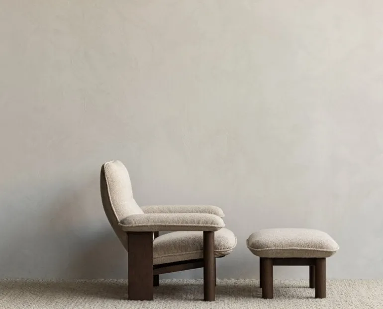 Audo Copenhagen Brasilia ottoman, walnut - Bouclé 02