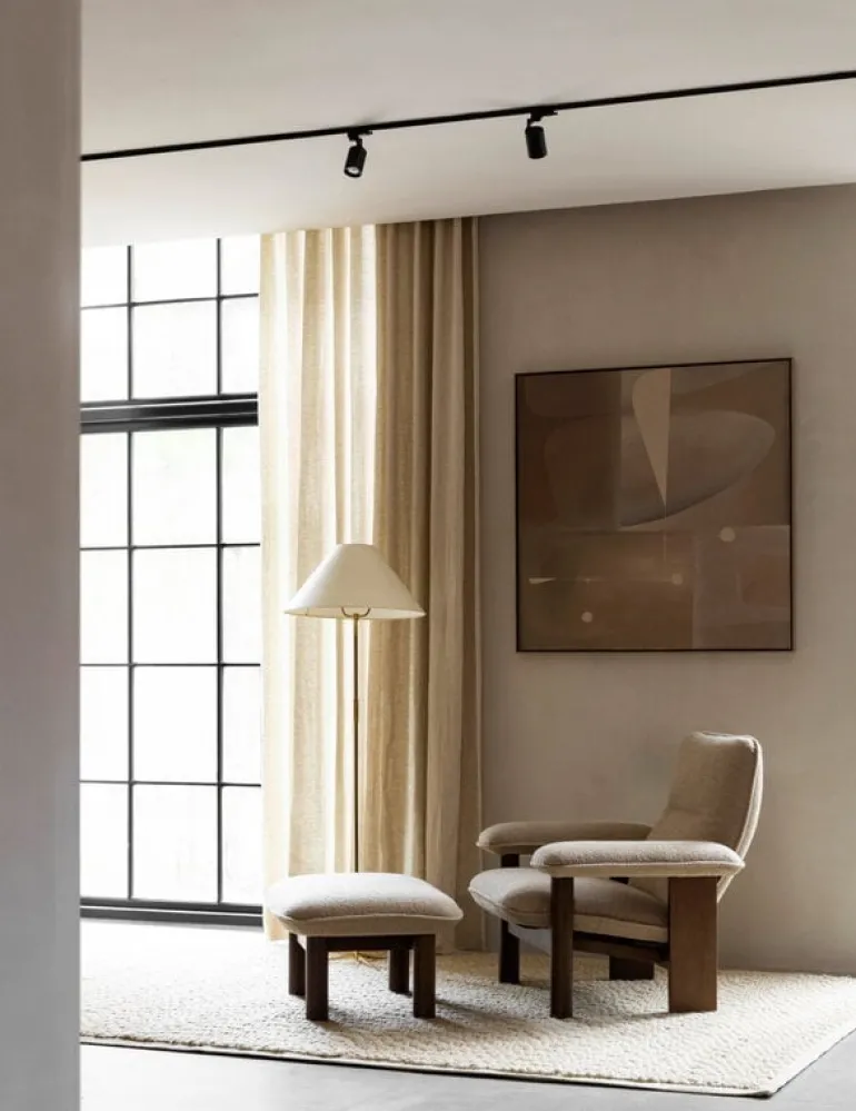 Audo Copenhagen Brasilia ottoman, walnut - Bouclé 02