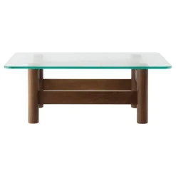 Audo Copenhagen Brasilia lounge table, dark stained oak - clear glass