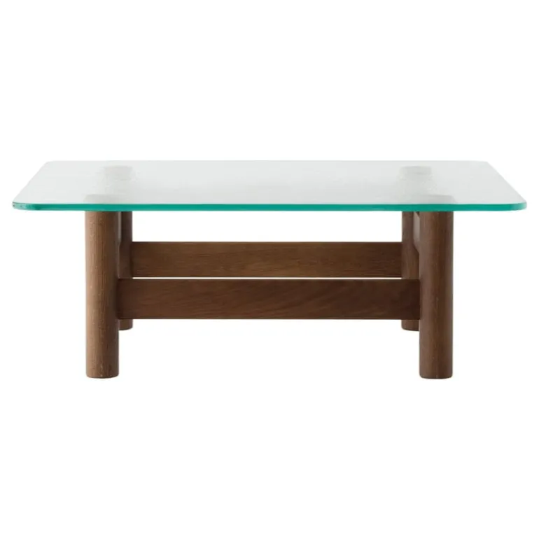 Audo Copenhagen Brasilia lounge table, dark stained oak - clear glass