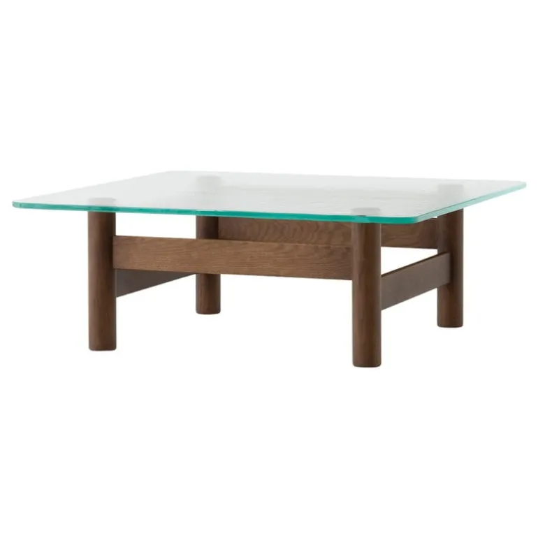 Audo Copenhagen Brasilia lounge table, dark stained oak - clear glass
