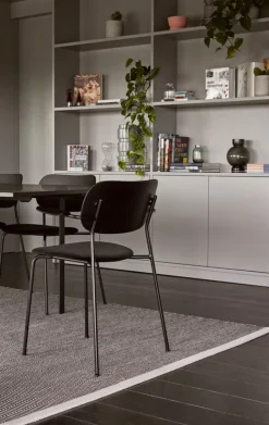 Audo Copenhagen Co Chair with armrests, black oak - black leather