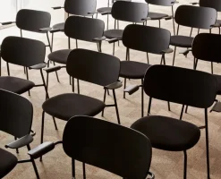 Audo Copenhagen Co Chair with armrests, black oak - black leather