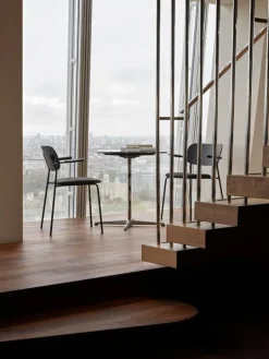 Audo Copenhagen Co Chair with armrests, black oak - black leather