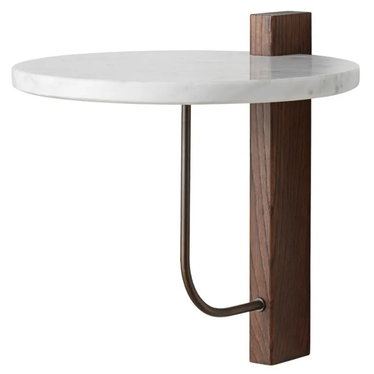 Audo Copenhagen Corbel shelf, dark stained oak - Carrara marble