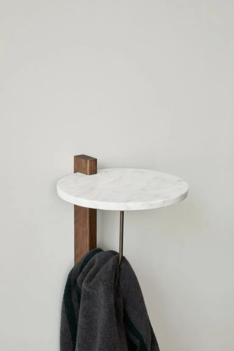 Audo Copenhagen Corbel shelf, dark stained oak - Carrara marble