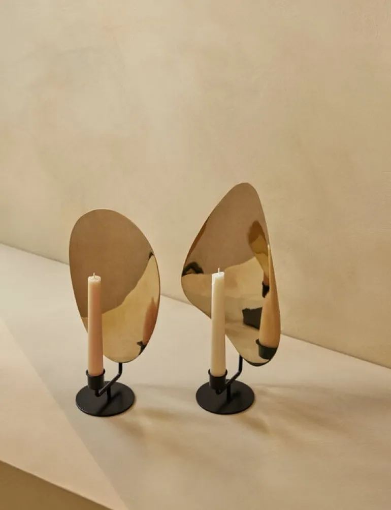 Audo Copenhagen Flambeau candleholder, 30 cm, black - brass