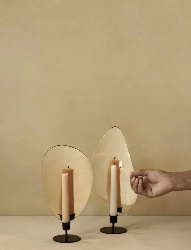 Audo Copenhagen Flambeau candleholder, 30 cm, black - brass