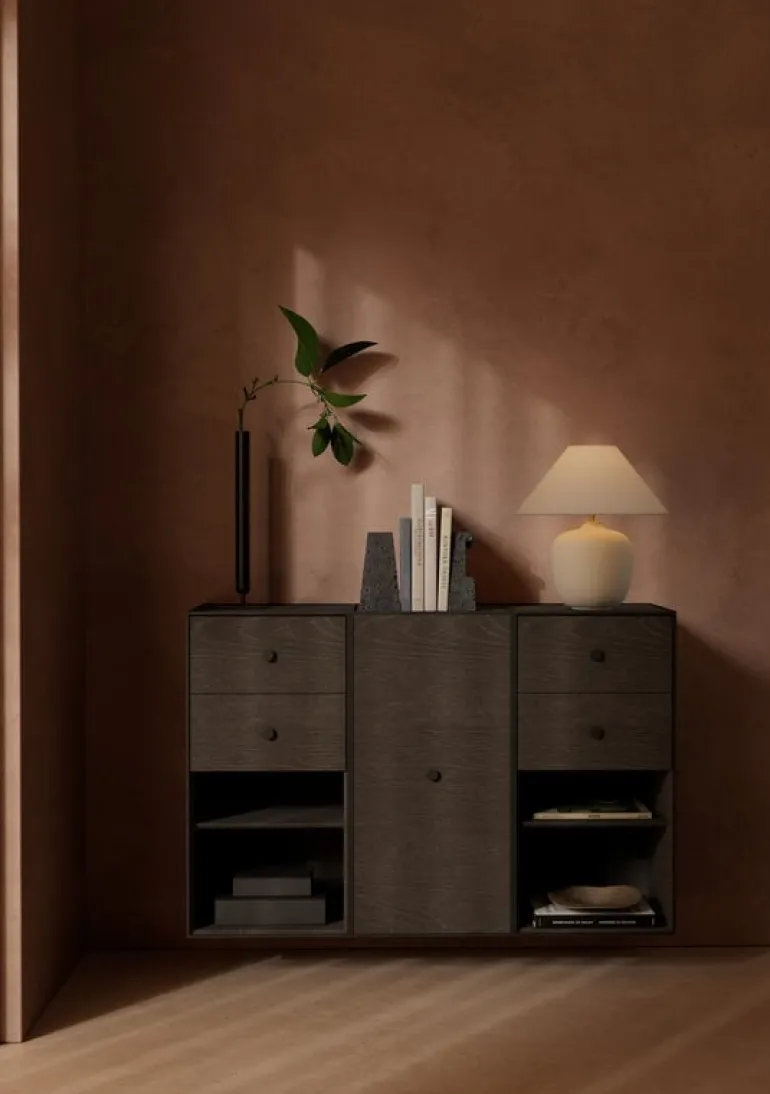 Audo Copenhagen Frame 70 with door, 2 shelves, smoked oak