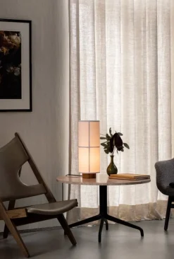 Audo Copenhagen Harbour Column lounge table, 80 cm, black base - Estremoz marble