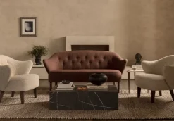 Audo Copenhagen Ingeborg lounge chair, Moonlight sheepskin - smoked oak