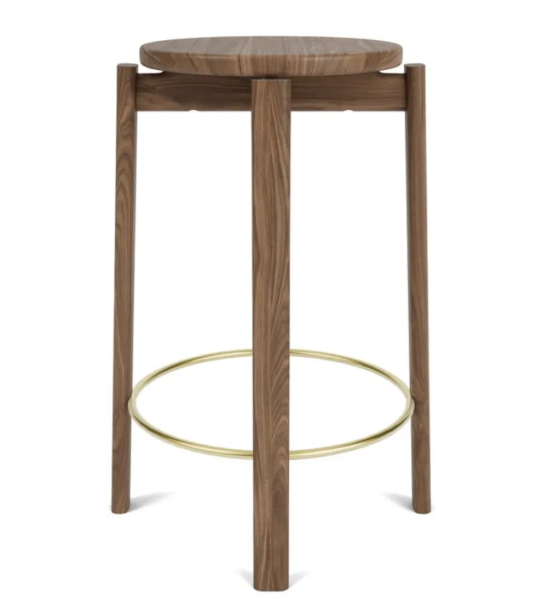 Audo Copenhagen Passage bar stool, 75 cm, walnut - brass