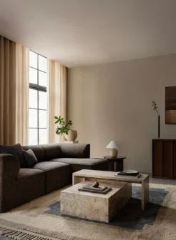 Audo Copenhagen Plinth Bridge table, Kunis Breccia marble