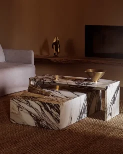 Audo Copenhagen Plinth Bridge table, Kunis Breccia marble